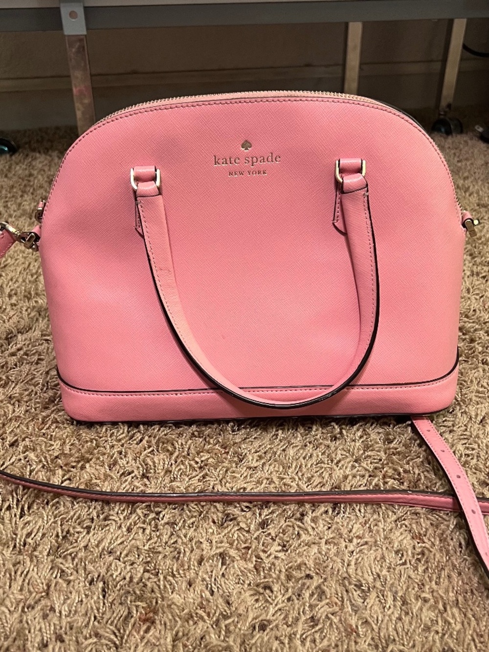 Kate Spade Pink Dome Satchel Crossbody Saffiano Leather Cute Everyday Bag